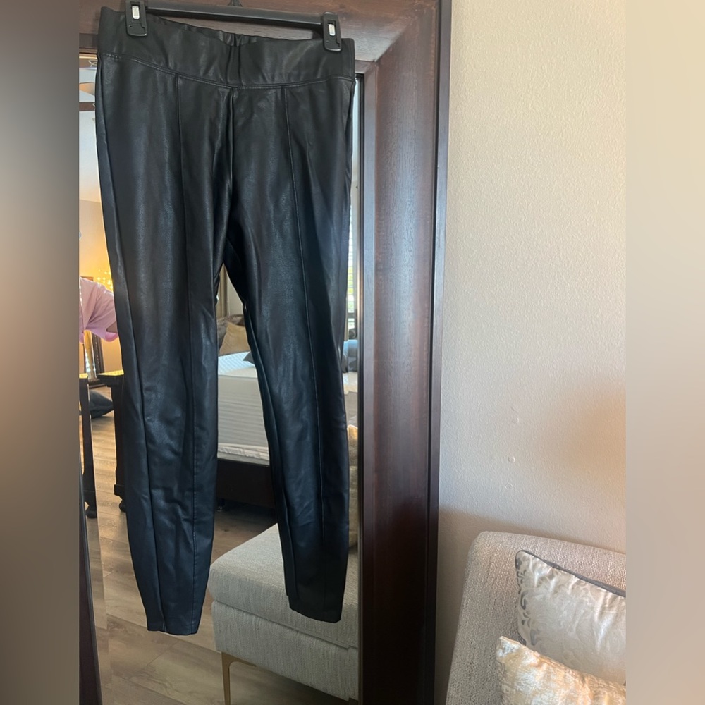 Black pleather high rise pants size M